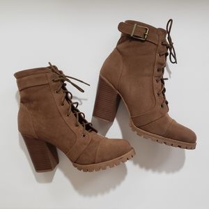 Lug Sole Chunky Heel Hiker Boots